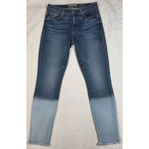 7 For All Mankind Luxe Vintage the Ankle Skinny Two-tone Dip-dye Jeans